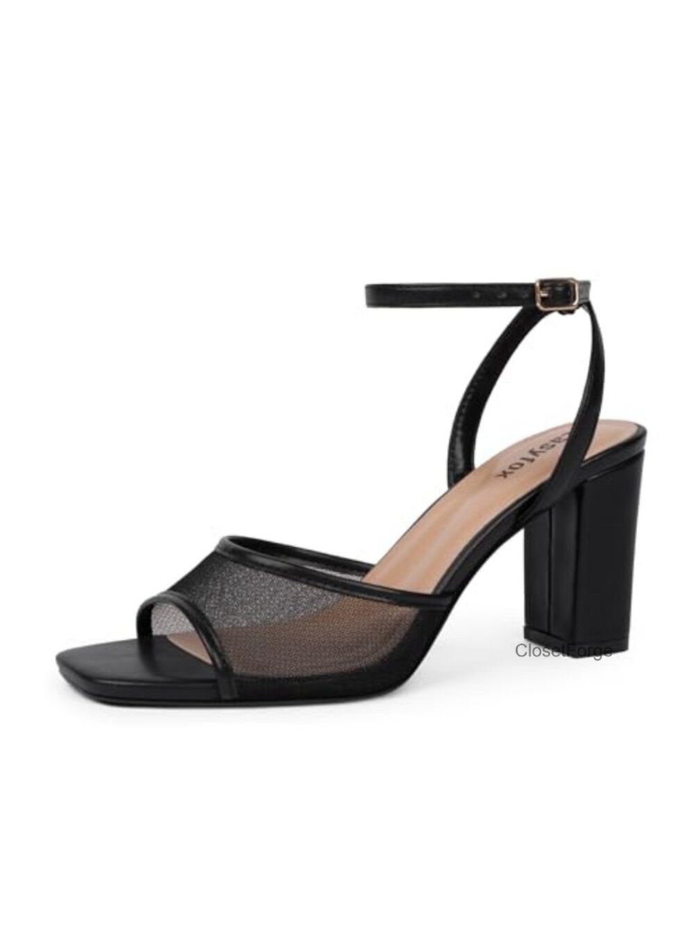 Open Toe Chunky Heels Ankle Strap High Heeled Sandals Women's Block Heel